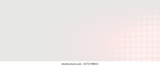 Soft gray background with a subtle gradient. The background features a pattern of pink dots, creating a gentle, modern texture. Gradient patterned background vector. Pink background.