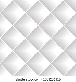 Cuadros diagonales suaves en gris y blanco, textura sin fisuras. Fondo gris de azulejos rhombus.