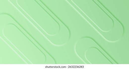 Soft green abstract wide banner background with 3d green geometric shapes. Modern futuristic concept. Suitable for covers, headers, business, presentations