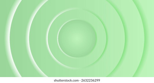 Weich grüner abstrakter breiter Banner-Hintergrund mit 3D grüner Kreisform. Modernes futuristisches Konzept. Geeignet für Deckel, Header, Geschäft, Präsentation