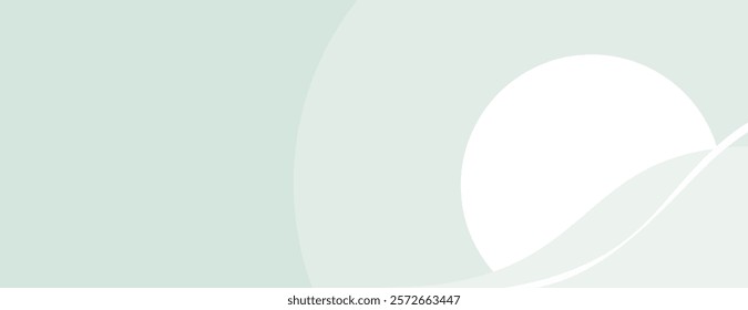 Soft green background with a minimalist style. The background features a smooth, pastel green color with abstract shapes and a white circle. Circle pattern background vector. Green background.