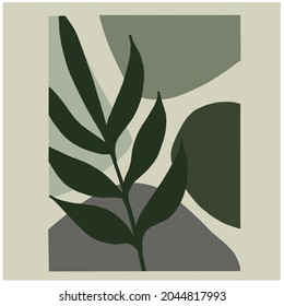 diseño de planta abstracta de fondo verde suave