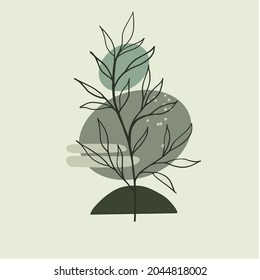 diseño de planta abstracta de fondo verde suave