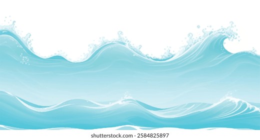 Soft green and blue watercolor texture with an ocean wave effect, set against a transparent background. Ideal for ocean, water wave, or nature-themed graphic design projects and creative backgrounds.
