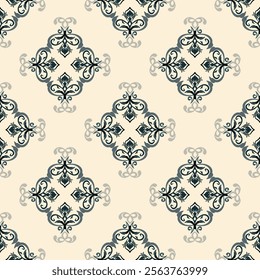 Soft green and cream classic victorian traditional seamless damask pattern, vector illustration pattern, ethnic pattern, design for wallpaper, fabric, and backdrop.