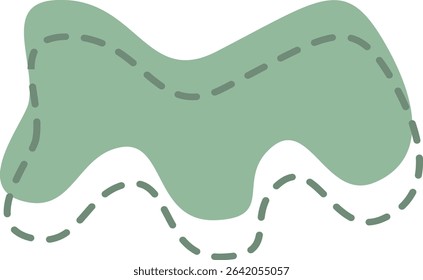 A soft green dashed wave, evoking the gentle rhythm of water and the tranquility of natural environments in a clean, minimalist design.
