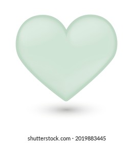 Soft Green Heart Love Emoji Icon Object Symbol Gradient Vector Art Design Cartoon Isolated Background.
