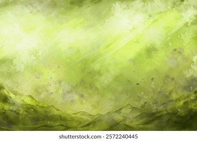 Soft green landscape, abstract watercolor style, serene nature background, calming atmosphere, artistic texture, peaceful scenery.