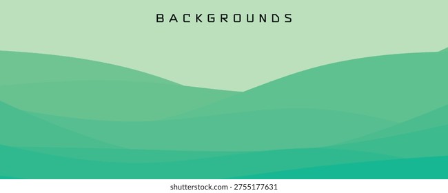 Soft Green Layered Hills Background – Minimalist Wavy Pastel Landscape Vector