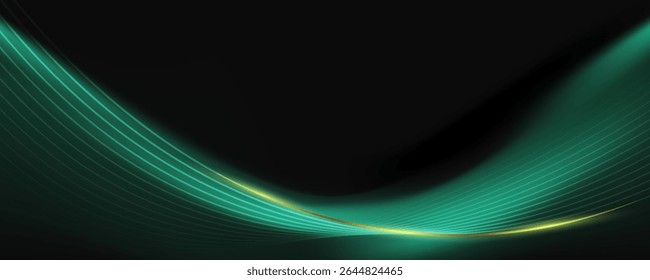 Soft green light background design with luxury gold effect elements.dark background