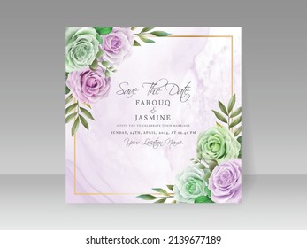 Invitación a la boda verde suave y rosa púrpura