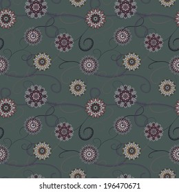 Soft green seamless floral pattern