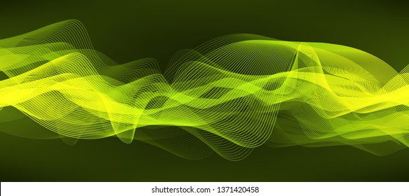 Soft Green Sound Wave background; Earthquake wave diagram concept; design for education and science; Vector Illustration.