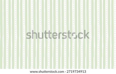 Soft Green Striped Seamless Pattern with Dotted Lines in Minimal Style