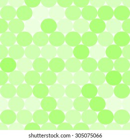 Soft green vector seamless pattern with circles.  Monochrome abstract geometrical background. 