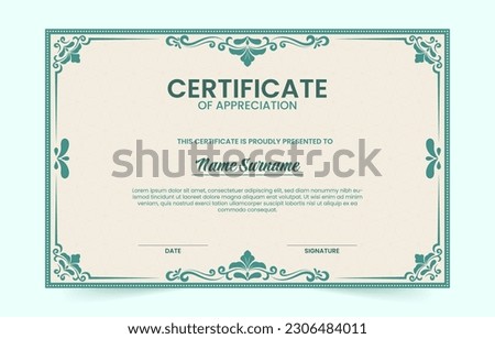 Soft Green Vintage Certificate Template