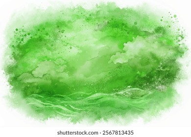 Soft green watercolor background, abstract nature scene, calming atmosphere, artistic texture, perfect for design projects.