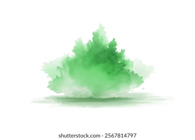 Soft green watercolor splash, abstract nature design, vibrant foliage illustration, artistic background element.