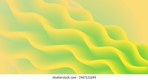 Soft green wavy surface. Minimalistic design. Vector 3d illustration. Abstract background. Multi-colored gradient substance. Modern cover template, eps