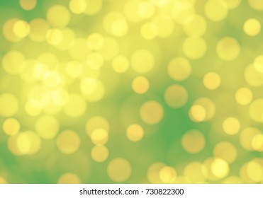 Soft green yellow light blur bokeh background vector illustration.