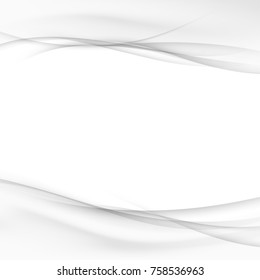 Soft grey mild transparent line border card template. Halftone futuristic smoke swoosh wave background. Vector illustration