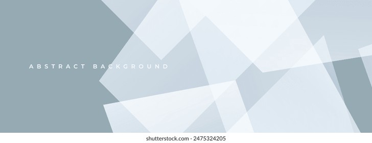 Weich grauer moderner abstrakter breiter Banner mit weißen geometrischen Formen. Grauer und weißer Präsentationshintergrund. pastellfarbene Vektorillustration