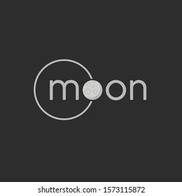 A soft grey moon logo with text
