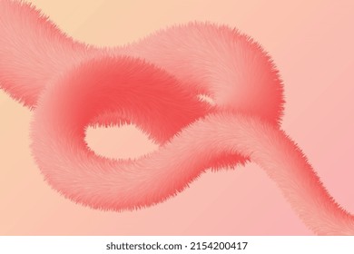 Soft hairy gradient shape vector background. Abstract liquid illustration. Trendy fluffy curve 3d form composition