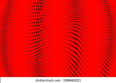 Soft halftone pattern. Gradient polka dots red background. Modern vector illustration. Abstract curves. Points backdrop. Dotted spotted pattern. Monochrome template for web design
