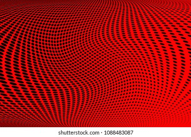 Soft halftone pattern. Gradient polka dots red background. Modern vector illustration. Abstract curves. Points backdrop. Dotted spotted pattern. Monochrome template for web design