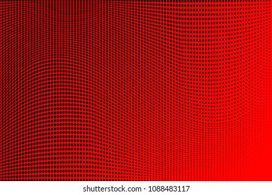 Soft halftone pattern. Gradient polka dots red background. Modern vector illustration. Abstract curves. Points backdrop. Dotted spotted pattern. Monochrome template for web design