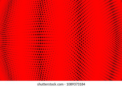Soft halftone pattern. Gradient polka dots red background. Modern vector illustration. Abstract curves. Points backdrop. Dotted spotted pattern. Monochrome template for web design