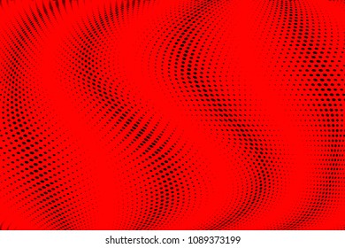 Soft halftone pattern. Gradient polka dots red background. Modern vector illustration. Abstract curves. Points backdrop. Dotted spotted pattern. Monochrome template for web design