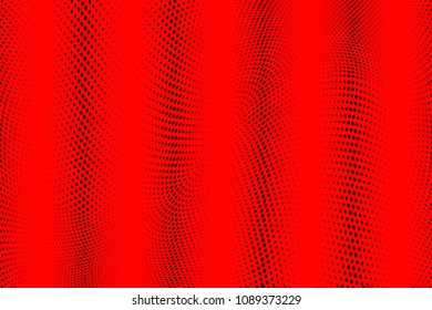 Soft halftone pattern. Gradient polka dots red background. Modern vector illustration. Abstract curves. Points backdrop. Dotted spotted pattern. Monochrome template for web design
