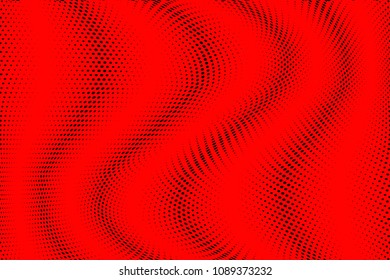 Soft halftone pattern. Gradient polka dots red background. Modern vector illustration. Abstract curves. Points backdrop. Dotted spotted pattern. Monochrome template for web design