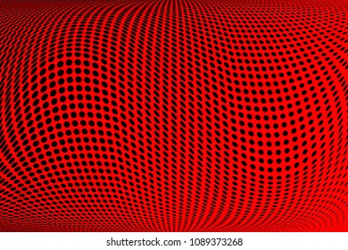 Soft halftone pattern. Gradient polka dots red background. Modern vector illustration. Abstract curves. Points backdrop. Dotted spotted pattern. Monochrome template for web design