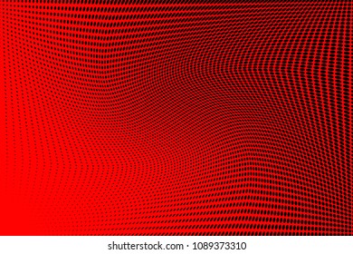 Soft halftone pattern. Gradient polka dots red background. Modern vector illustration. Abstract curves. Points backdrop. Dotted spotted pattern. Monochrome template for web design
