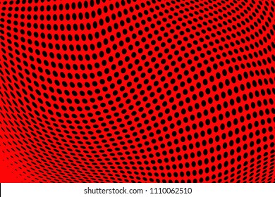Soft halftone pattern. Gradient polka dots red background. Modern vector illustration. Abstract curves. Points backdrop. Dotted spotted pattern. Monochrome template for web design
