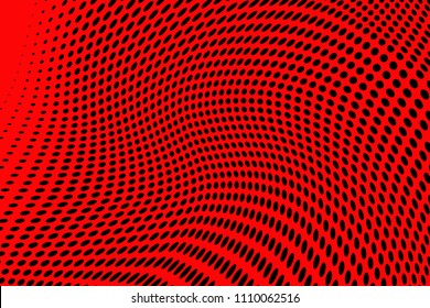 Soft halftone pattern. Gradient polka dots red background. Modern vector illustration. Abstract curves. Points backdrop. Dotted spotted pattern. Monochrome template for web design