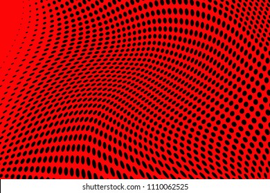 Soft halftone pattern. Gradient polka dots red background. Modern vector illustration. Abstract curves. Points backdrop. Dotted spotted pattern. Monochrome template for web design