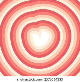 Soft heart design featuring warm gradient concentric rings in red and cream tones. Perfect for romantic visuals. Vector illustration.