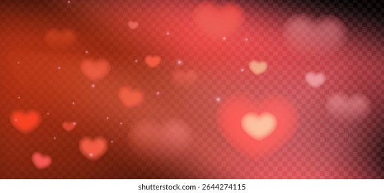 Weiche herzförmige Lichteffekte mit rosafarbenen Fackeln, Glanz und subtilem Glanz. Romantisches Overlay zum Valentinstag, Liebesdesigns oder Hochzeitsprojekte.
