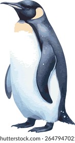 A soft and heartwarming watercolor-style vector illustration of an emperor penguin
