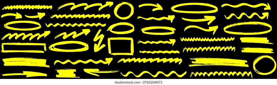 Soft highlight and marker trace underline and circle, highlight and marker guide line, brush, pen, mark and arrow movement.