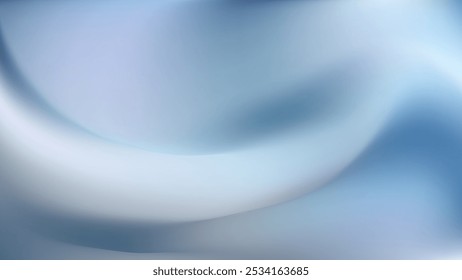 Fundo de gradiente holográfico suave. Curvas azuis elegantes bg. Ondas fluidas suaves. Limpar as curvas de fluxo suave da tecnologia estética. Para apresentações digitais, marketing e marcas corporativas. EPS 10.