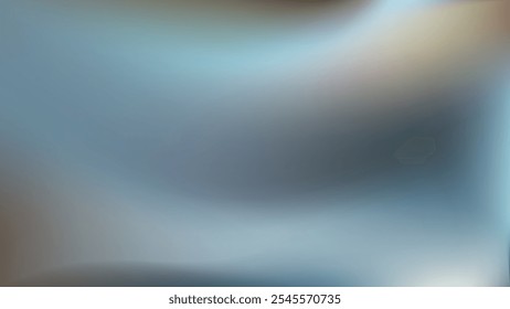 Weicher holografischer Farbverlauf-Hintergrund. Blau grau elegante Kurven bg. Flüssige Wellen. Saubere ästhetische Technologie sanft fließende Kurven. Für digitale Präsentationen, Marketing, Corporate Branding. EPS 10.