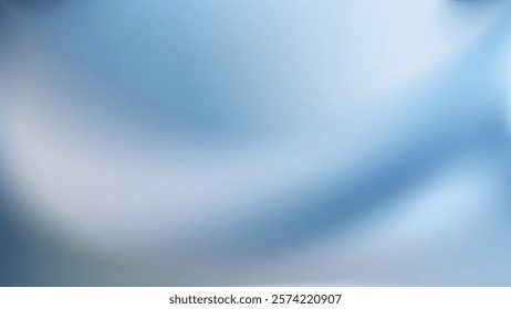 Soft holographic gradient background. Blue elegant curves bg. Smooth fluid waves. Clean aesthetic tech gentle flowing curves. For digital presentations, marketing, corporate branding. EPS 10.