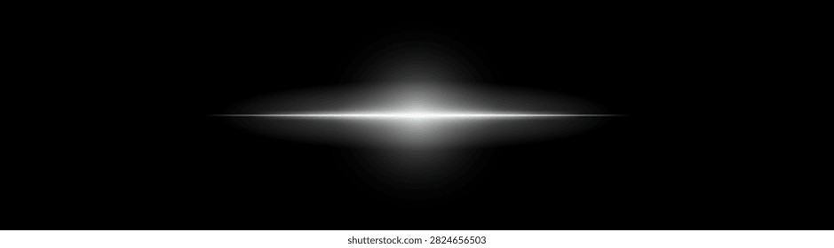 Soft horizontal glow. Bright white luminous streak with soft elliptical haze and smooth light falloff.