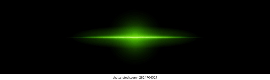 Soft horizontal glow. Neon green luminous streak with smooth elliptical haze and soft light falloff.