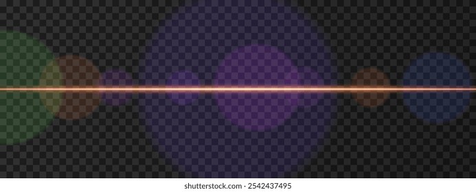 Soft horizontal light flare with subtle lens effects. Gentle, warm glow across the center with bokeh circles. Sci-fi visuals, cinematic highlights, and smooth light transitions on dark background
